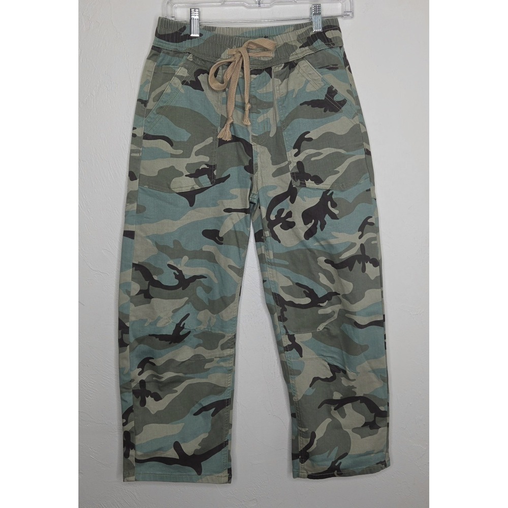 *NEW w/Tags Flamingals Women's Camo Drawstring Mid Waist Barrel Crop Pants Small